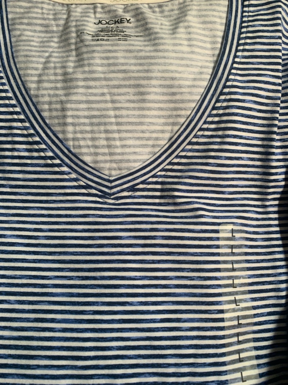 Jockey Blue & White Striped V-Neck Sleep Shirt